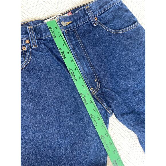 Levis 517 Jeans Men Boot Cut Blue Dark Wash Denim Cotton 35x30 Hemmed Leg 28" - Picture 7 of 11